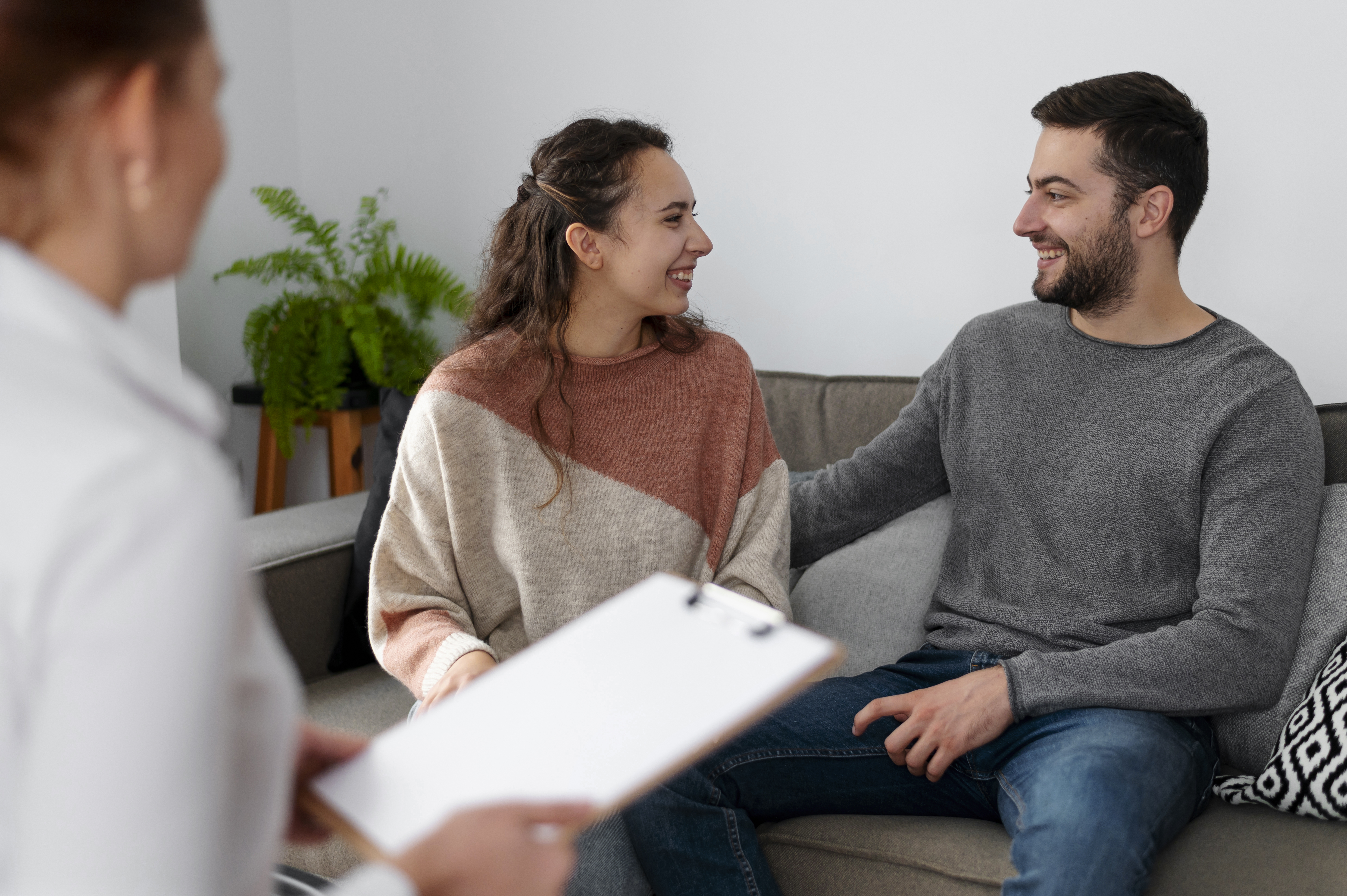 Couples Therapy, Couple smiling each other